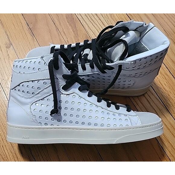 P448 Taylor High-Top Leather Italy Sneaker Suede Toe EU39 US W8.5 M6.5 Mettalic